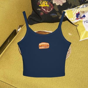 Hotdog Strap Tank Top, Micro Rib Scoop Neck Tank Top