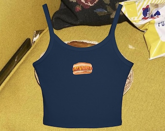 Canotta con spalline Hotdog, canotta con scollo a barchetta a costine micro