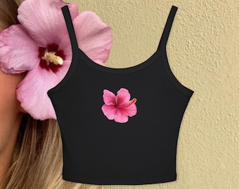 Hibiscus Scoop Neck Spaghetti Strap Tank Top - Etsy