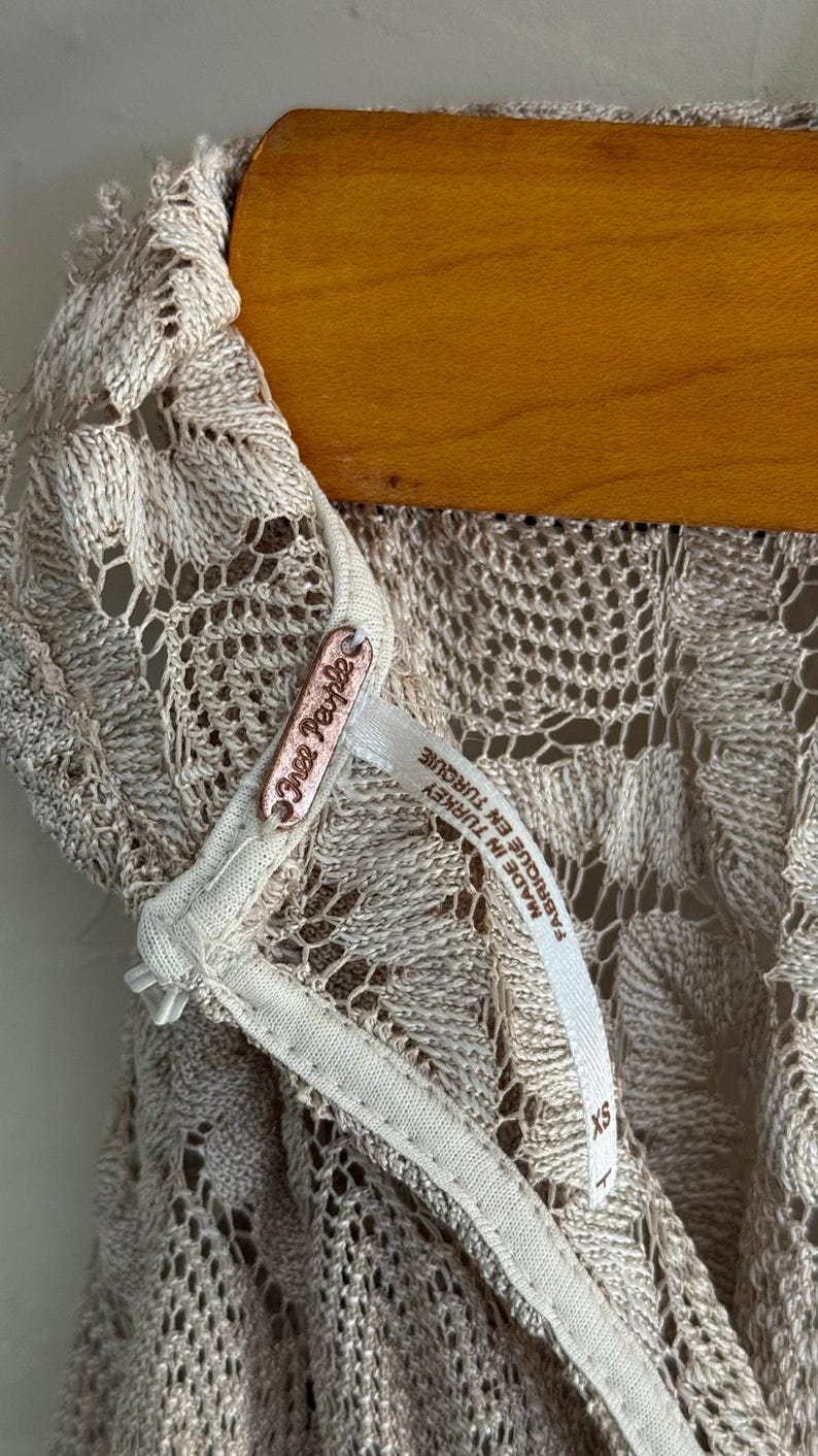 Free People Simone Lace Dress - Boho Neutral Romantic Festival Dress XS image 7