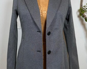 Vintage wollen blazer: op maat gemaakt zakelijk jack, damesmaat 4