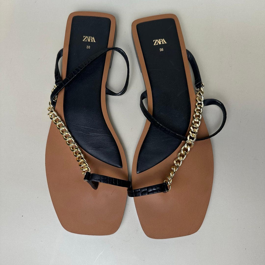 Sandales Zara Pantoufles Neuves Taille 41 - Design Tressé Doré Et Talon Haut - Parfaites Pour L'été