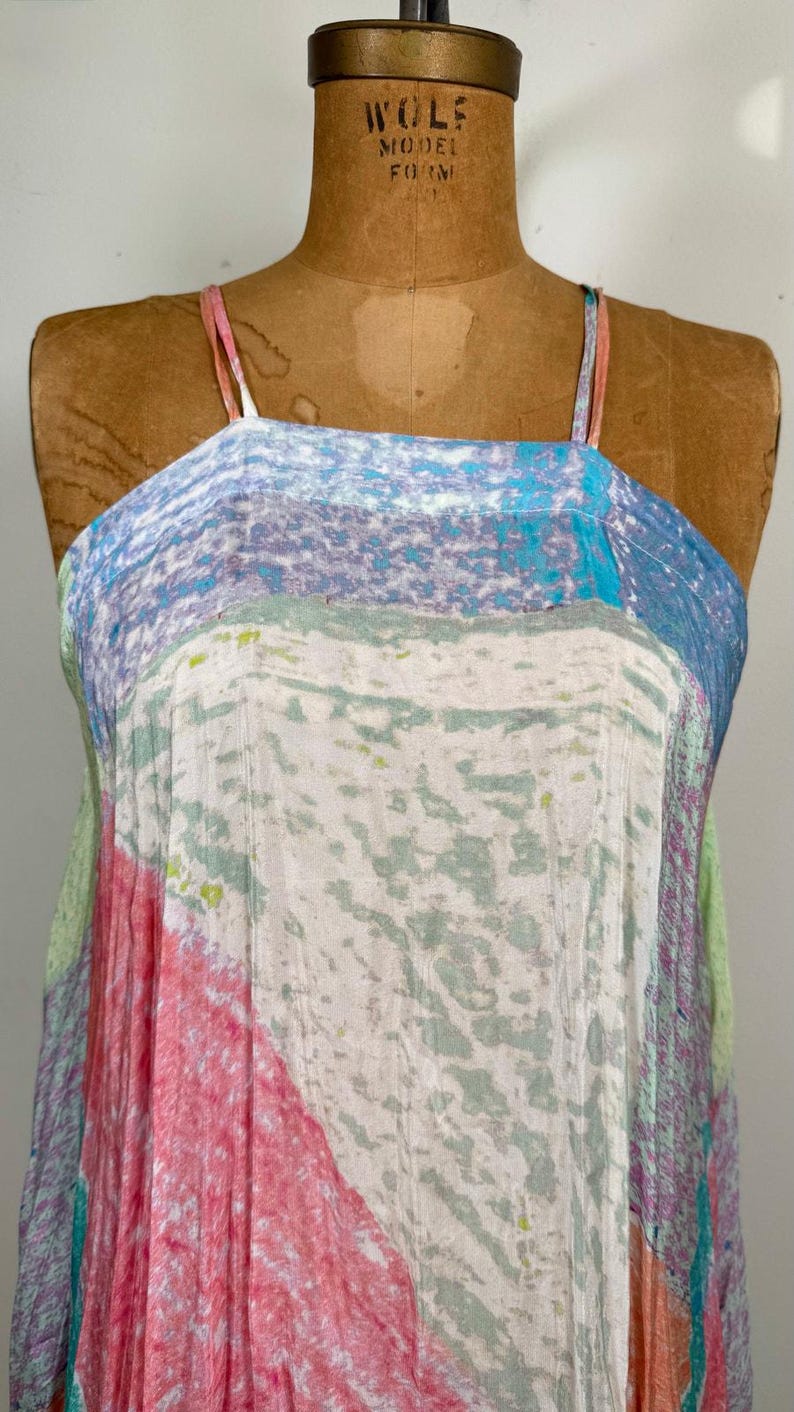 Vestido de verano abstracto de Anthropologie / Vestido ligero de verano en tonos pastel / Vestido fluido Talla pequeña imagen 5