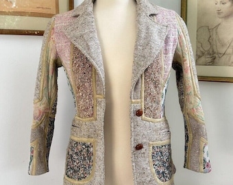 Blazer vintage Koos van den Akker Patchwork dos anos 70: arte vestível