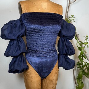 Free People Velvet Bodysuit | Chic Long-Sleeve Bodysuit | Vintage-Inspired Evening Top | Elegant Fitted Blouse image 2