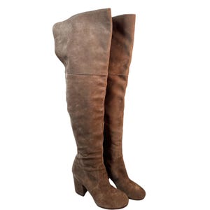 Vintage Via Spiga Brown Suede Over-the-Knee Boots - Size 7.5