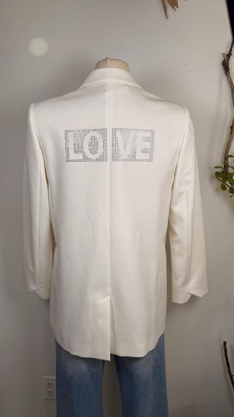 Zadig & Voltaire Rhinestone LOVE Blazer - Ivory White Designer