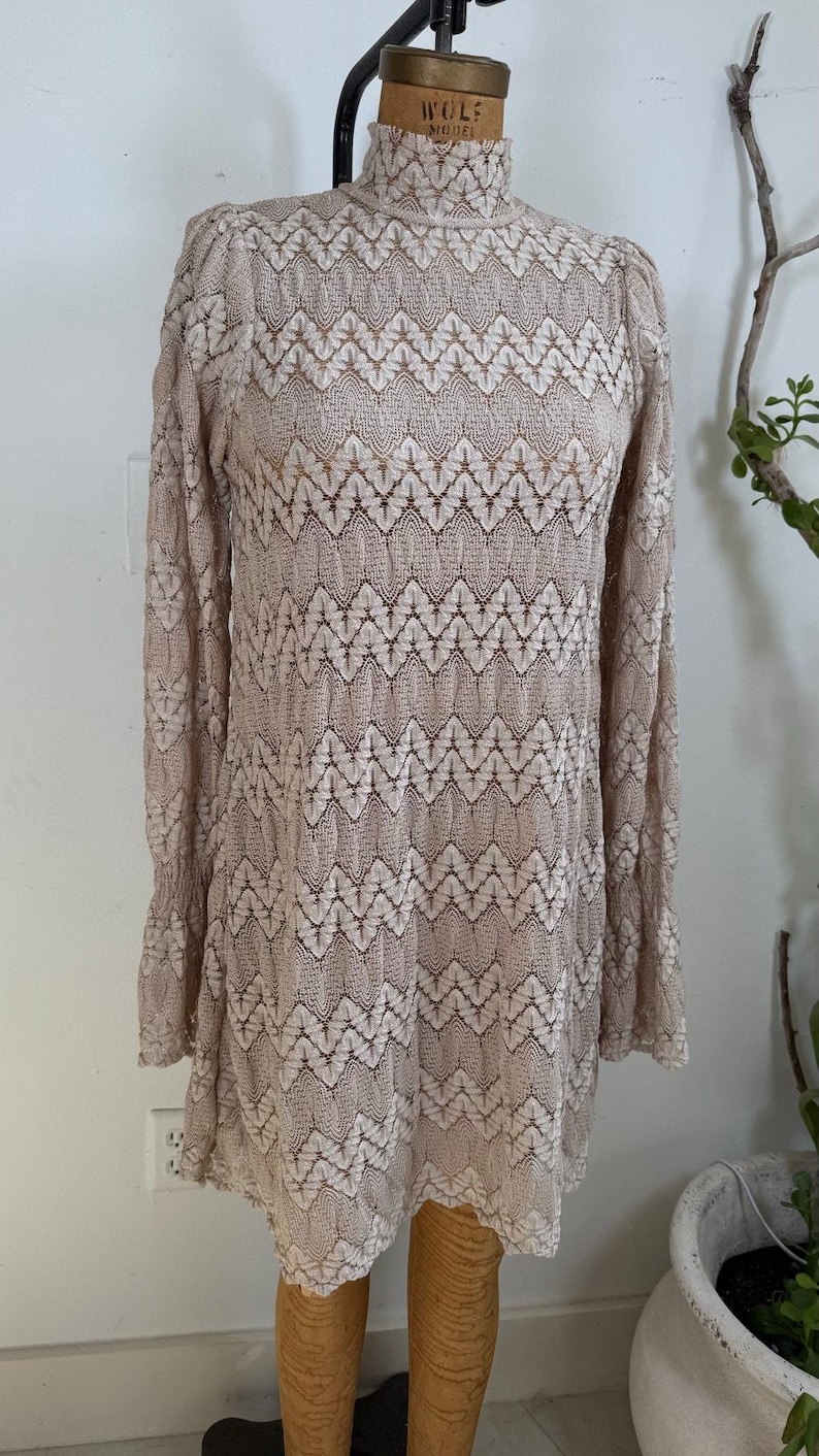 Free People Simone Lace Dress - Boho Neutral Romantic Festival Dress XS image 1