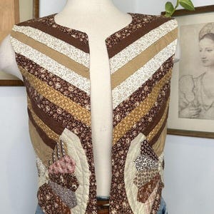 Vintage Handmade Quilted Vest: 70s Boho Patchwork