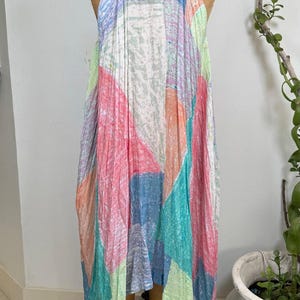 Vestido de verano abstracto de Anthropologie / Vestido ligero de verano en tonos pastel / Vestido fluido Talla pequeña imagen 1
