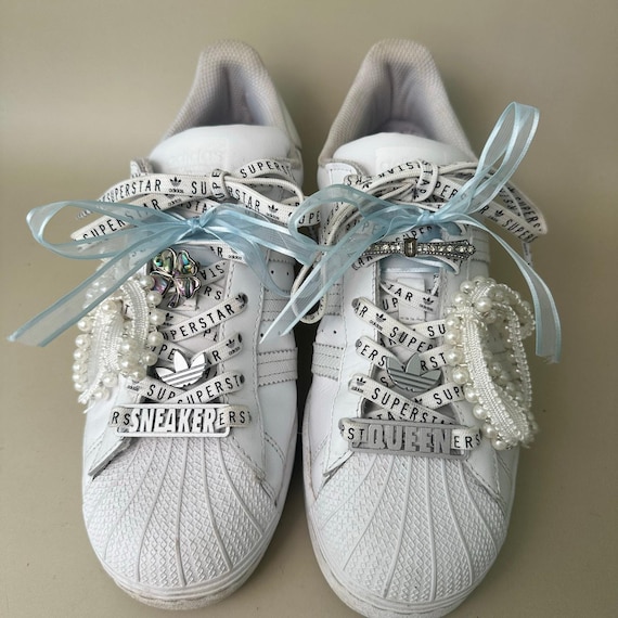 Adidas Custom Superstar Sneakers Womens Size 8 Pearls