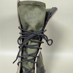 Vintage Military Jungle Boots: Black Leather Canvas Tactical Boots, 1960s Vietnam Era
