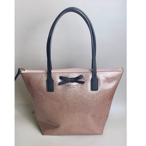 Kate Spade Rose Gold Glitter Tote Bag Sparkle Bow Girly Gift