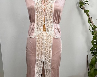 Vintage Satin Lingerie Set 34 | Lace Trim Intimates