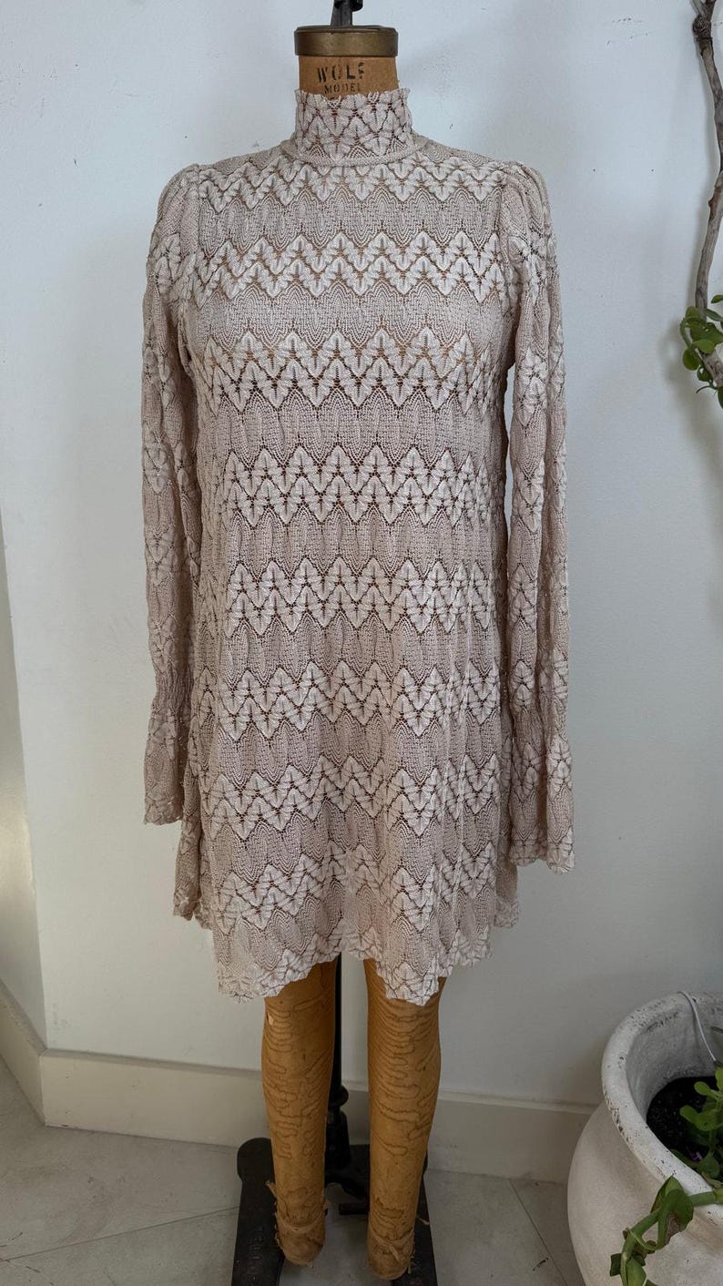 Free People Simone Lace Dress - Boho Neutral Romantic Festival Dress XS image 2
