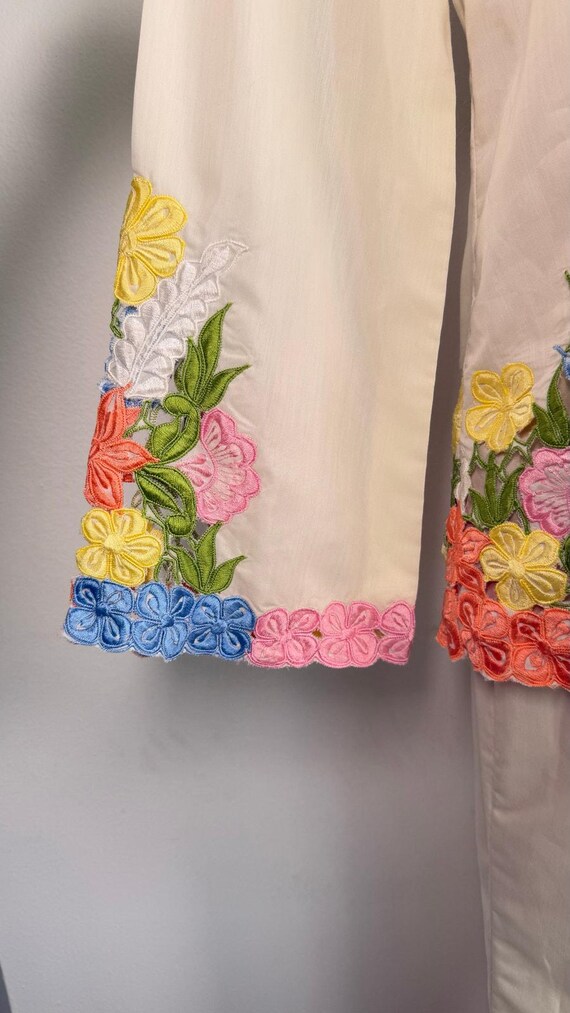 Vintage Lotus Embroidered Linen Coat main image 1