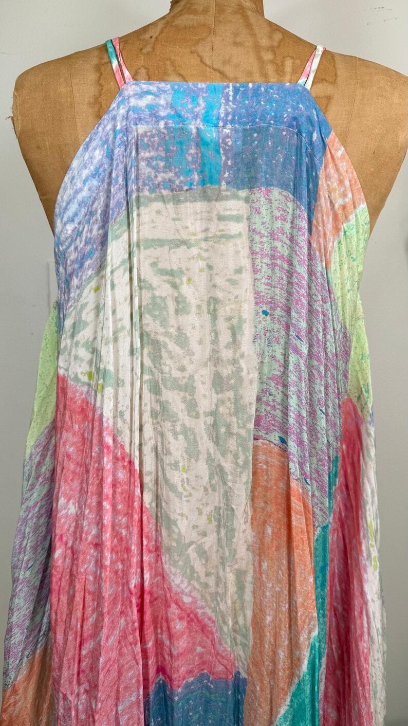 Vestido de verano abstracto de Anthropologie / Vestido ligero de verano en tonos pastel / Vestido fluido Talla pequeña imagen 4