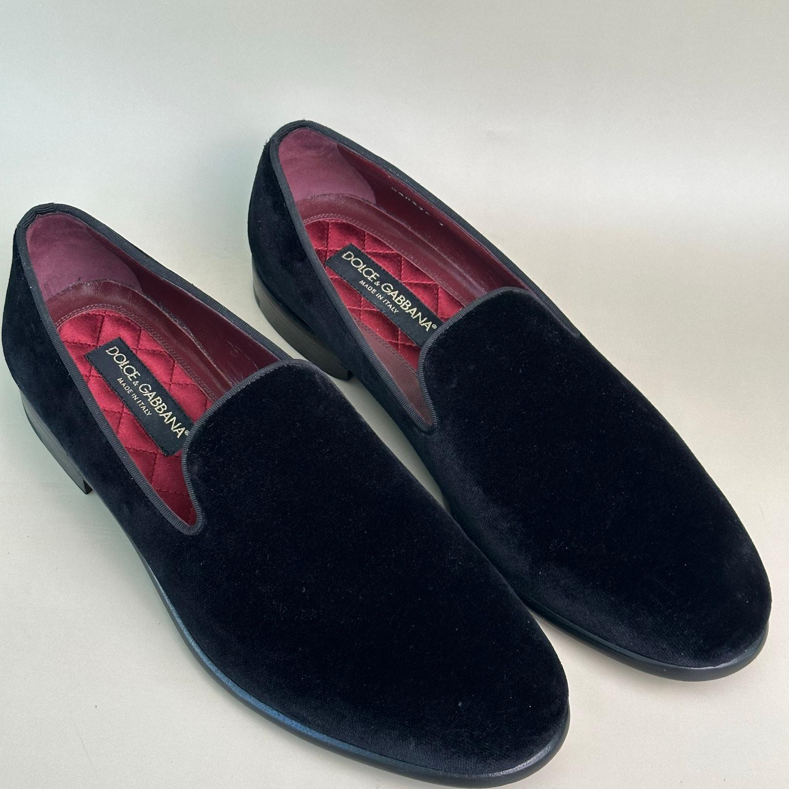 Dolce & Gabbana Brown Velvet Leather Logo Mocassin Slip On S display picture 2