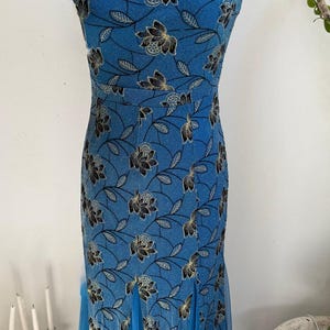 Vintage Blue Maxi Dress Size Small – Sleeveless Flowy Boho Dress
