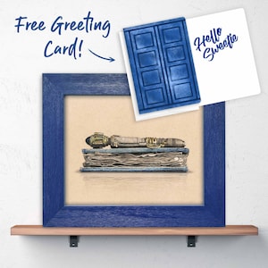 FRAMED "Spoilers" Print + Hello Sweetie Greeting Card, River Song Gift, Doctor Who Gift, TARDIS card, River song TARDIS time journal