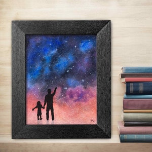 Father Daughter Art Print Dad Gift Astronomy Art Stargazing Dad Galaxy Art Father's Day Gift from Daughter Orion Constellation image 2