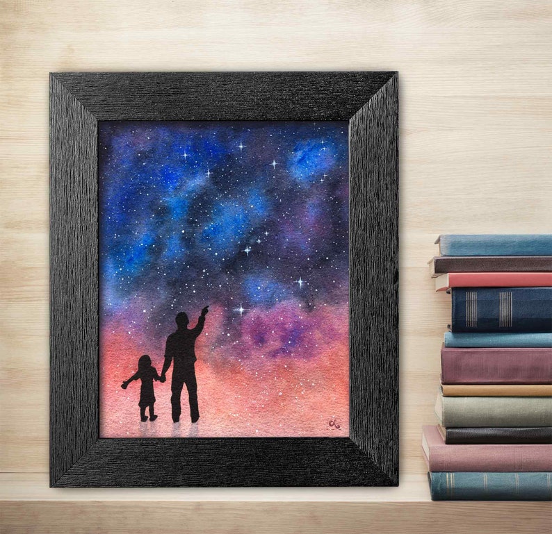 Father Daughter Art Print Dad Gift Astronomy Art Stargazing Dad Galaxy Art Father's Day Gift from Daughter Orion Constellation image 2