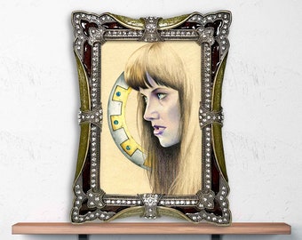 Framed Xena Art Print in Small Jewel Frame, Xena Gift, Lucy Lawless, Feminist Art, Warrior Woman, Strong Woman Art, Xena Warrior Princess