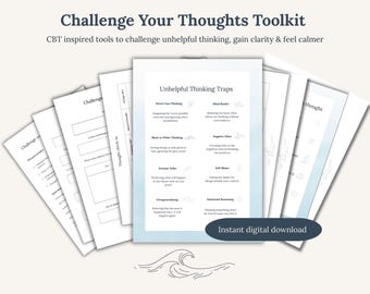Arkusze i plakaty do ćwiczeń pobudzających myślenie | Zestaw narzędzi CBT dla nastolatków | Pobieranie cyfrowe