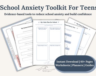 Zeszyt ćwiczeń dla nastolatków na temat lęku szkolnego | Zestaw narzędzi do radzenia sobie z trudnościami w ramach terapii poznawczo-behawioralnej (wersja cyfrowa do pobrania)