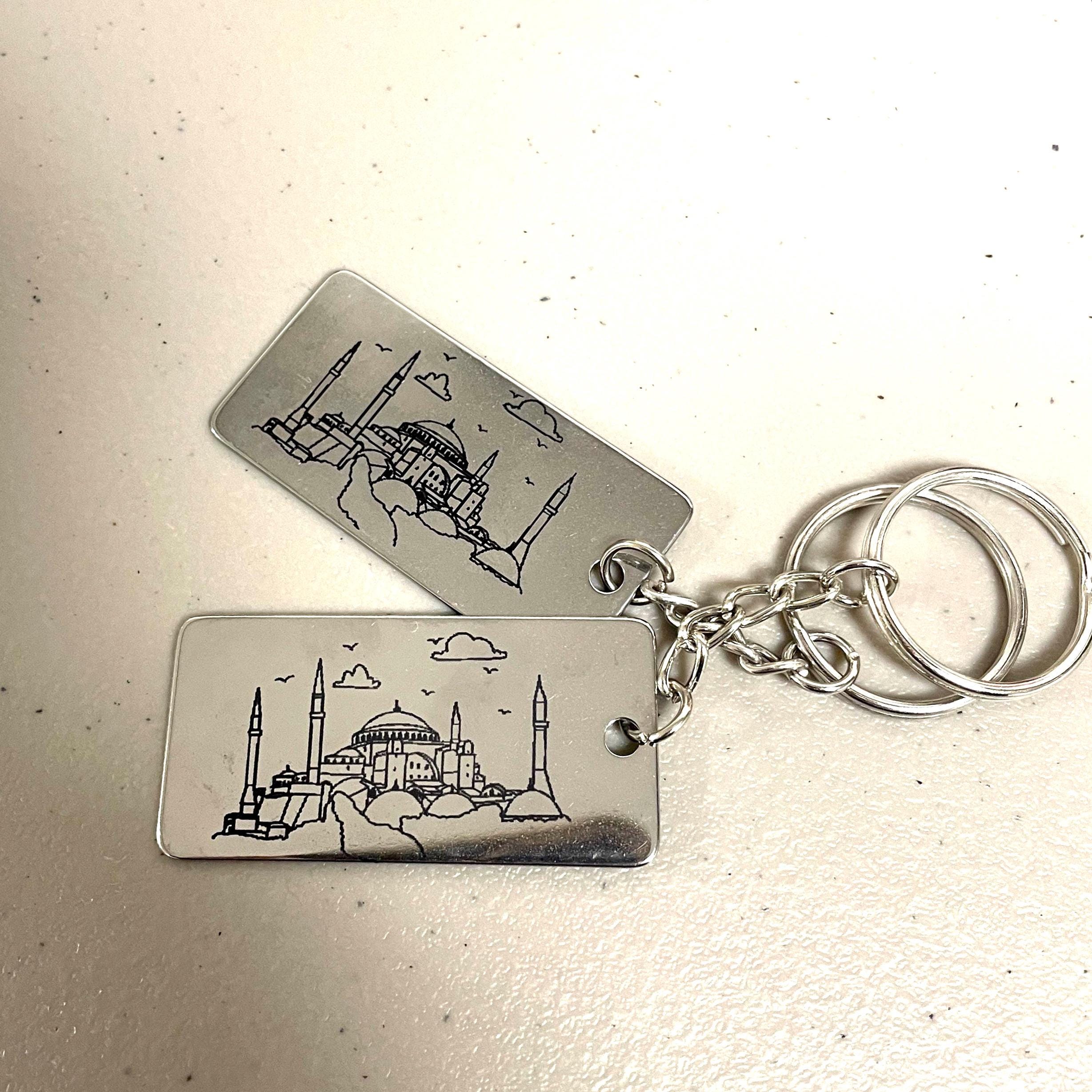 Mosque Keychain Laser Engraved Hagia Sophia Grand Mosque Metal Keychain - Etsy