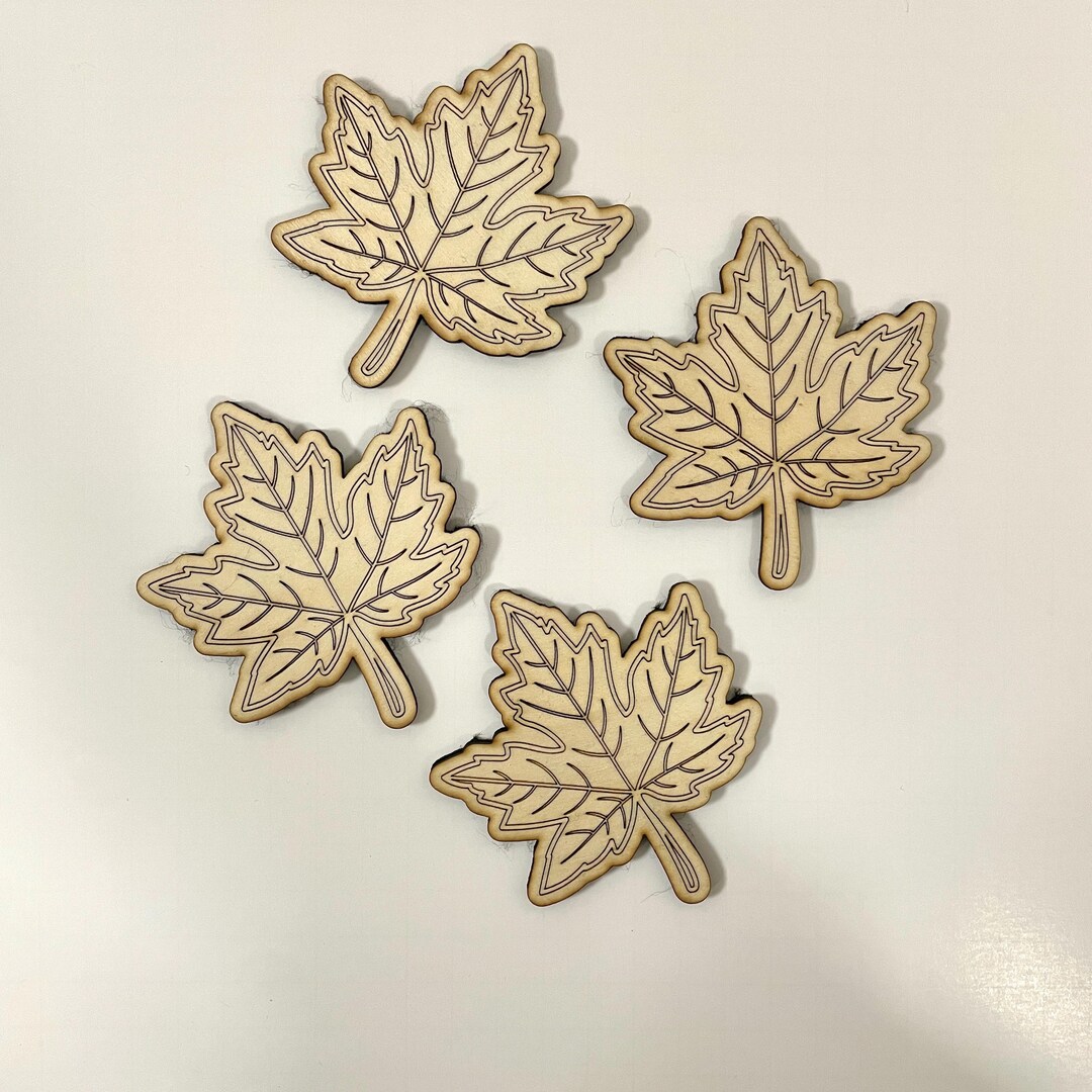 Laser Engraved Maple Leaf Wooden Coasters - Fall Decor, Set of 4 - Etsy