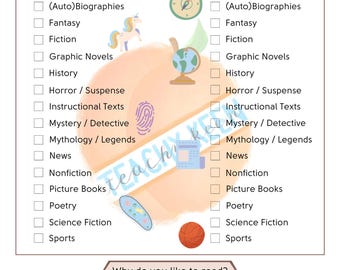 Back to School Reading Interest Survey | Middle Grades