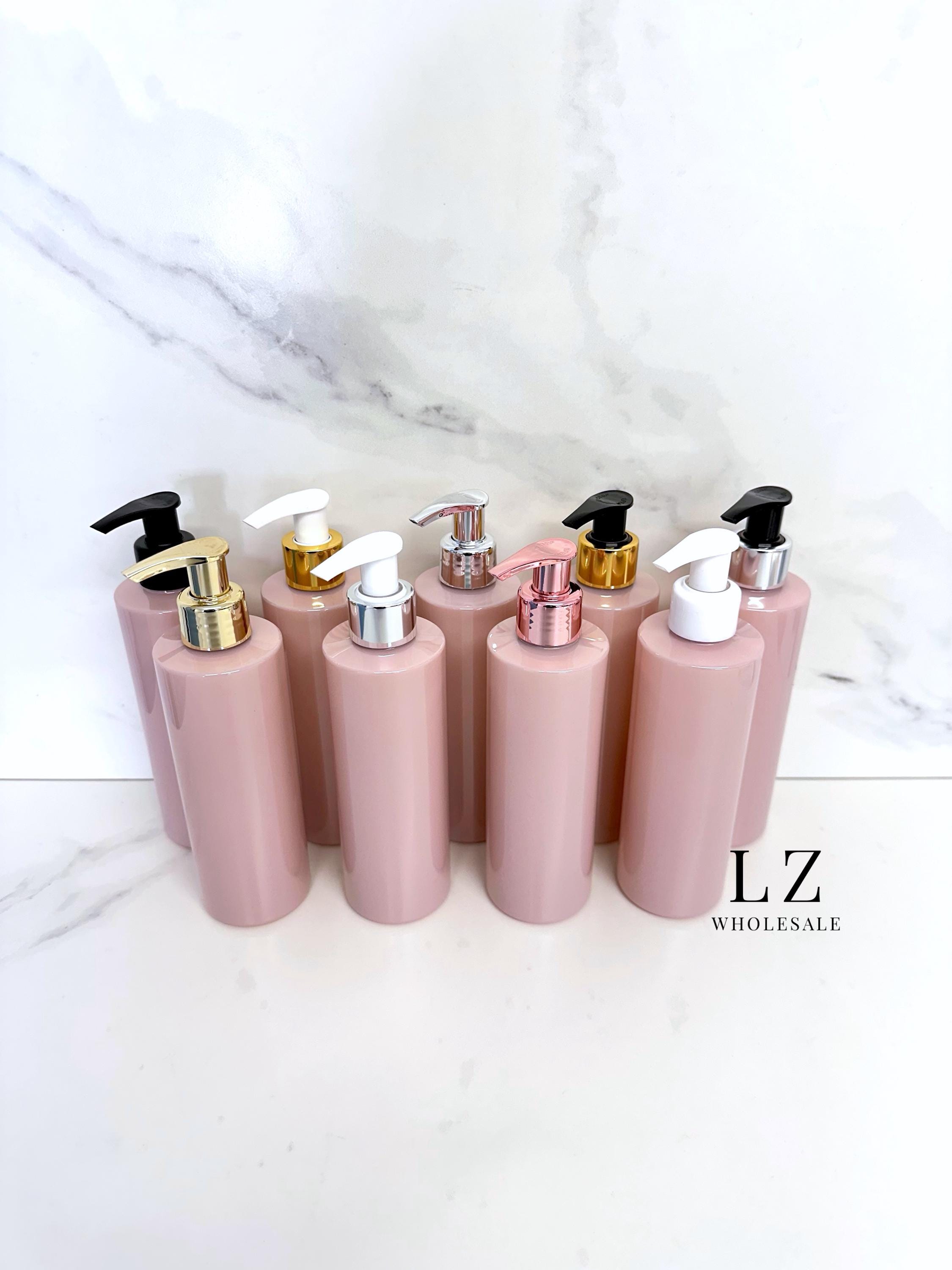 1-150pcs Pink Tubular 250ml Plastic Blank Bottle / Choice of Pump / Wholesale / Refillable / Bathroom / Kitchen / Shampoo / Soap Dispenser
