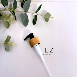 1-150pcs Black Bamboo 24MM Pumps for Refillable Plastic Pump Bottles / Square, Tubular, 250ml, 500ml / Bathroom / Kitchen / Soap Dispenser
