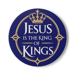 Juego de posavasos de cerámica inspirados en la fe, decoración cristiana para el hogar, Jesús es el Rey de reyes, regalo religioso, accesorio para la mesa de centro.