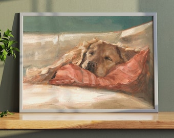 Golden Retriever Fine Art Print. Ethan Harper. Golden Retriever Drawing. Dog Artwork. Dog Wall Decor. Gifts for Dog Lovers.