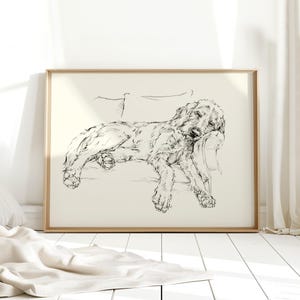 Goldendoodle Sketch Art Print, Reproduced from Original Pencil Drawing by Ethan Harper