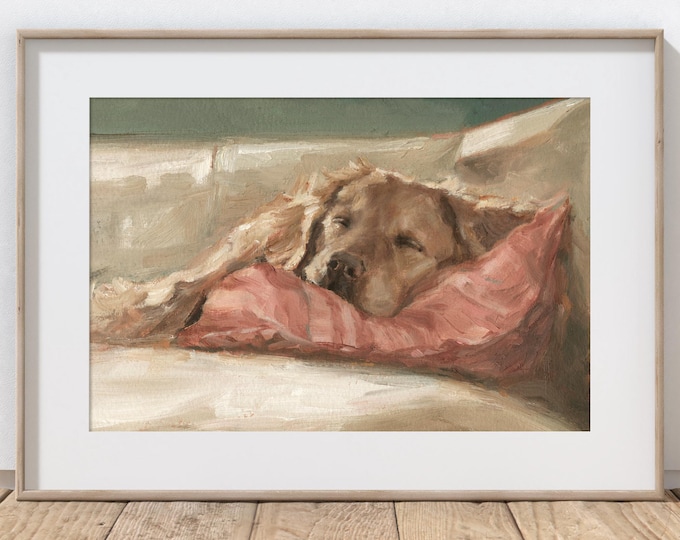 Golden Retriever Fine Art Print. Ethan Harper. Golden Retriever Drawing. Dog Artwork. Dog Wall Decor. Gifts for Dog Lovers.
