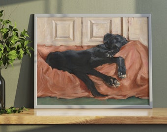 Labrador Retriever Art Print by Ethan Harper. Black Lab Painting Wall Decor.
