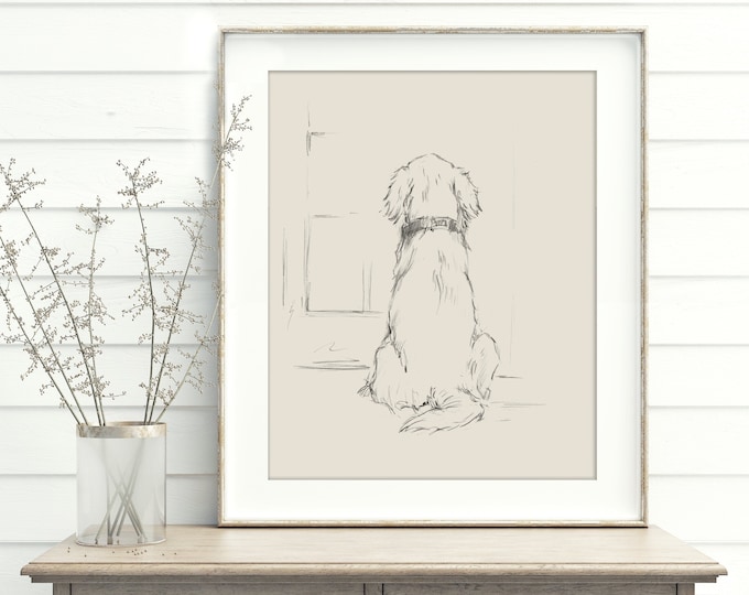 Golden Retriever Fine Art Print. Golden Retriever Drawing. Dog Artwork. Dog Wall Decor. Gifts for Dog Lovers. Christmas