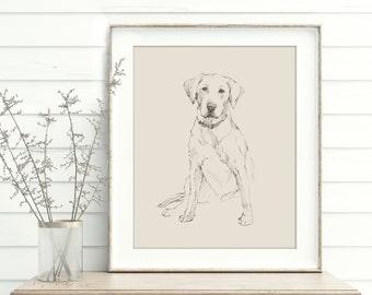 Labrador Retriever Art Print by Ethan Harper.  Yellow Lab, Black Lab, Chocolate Lab Drawing Wall Decor.