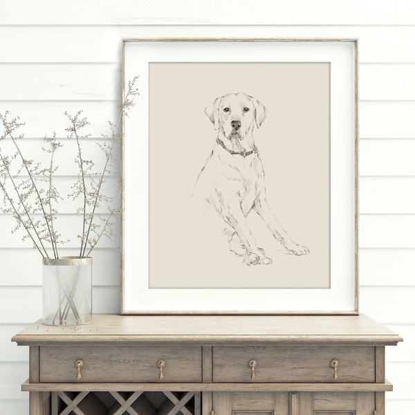 Labrador Retriever Art Print by Ethan Harper.  Yellow Lab, Black Lab, Chocolate Lab Drawing Wall Decor.