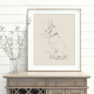 Golden Retriever Fine Art Print. Golden Retriever Drawing. Dog Artwork. Dog Wall Decor. Gifts for Dog Lovers. Christmas