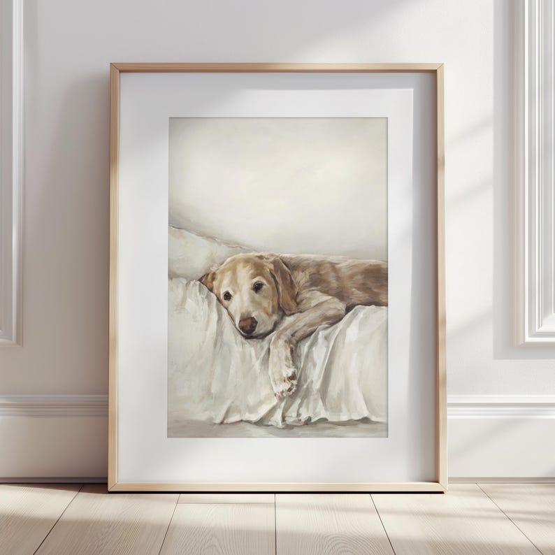 Labrador Retriever Sleeping Dog Print: Nursery & Home Wall Art by Ethan Harper image 1