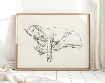Black Lab Sketch Art Print - Sleeping Labrador Retriever Dog Wall Art Prints - Dog Drawing Nursery Wall Decor - Pet Painting by Ethan Harper