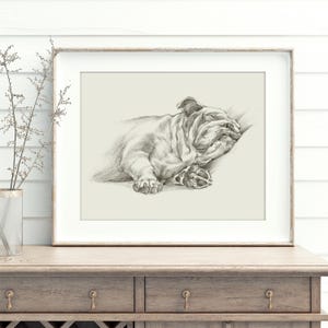 English Bulldog Art Print For Dorm Decor or Pet Gifts - Bulldog Sketch Wall Print Memorial Artwork-Dog Portrait For Nursery or Bedroom Decor