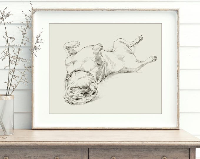 Pug Sketch Art Print by Ethan Harper, Dog Lover Gift