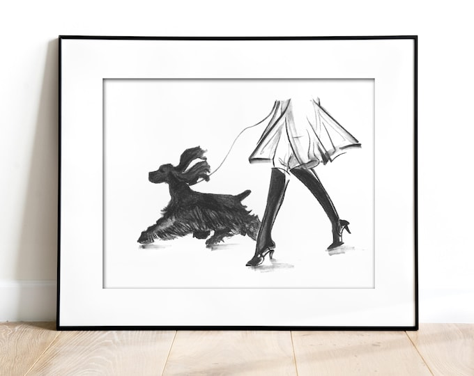 Cocker Spaniel Dog Art Print. Dog Wall Decor. Dog Drawing. Dog Drawing. Gifts for Dog Lovers