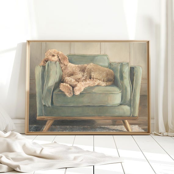 Goldendoodle Art Print - Golden Doodle Wall Painting by Ethan Harper - Labradoodle Wall Art Prints For Nursery - Dog Bathroom Art Print