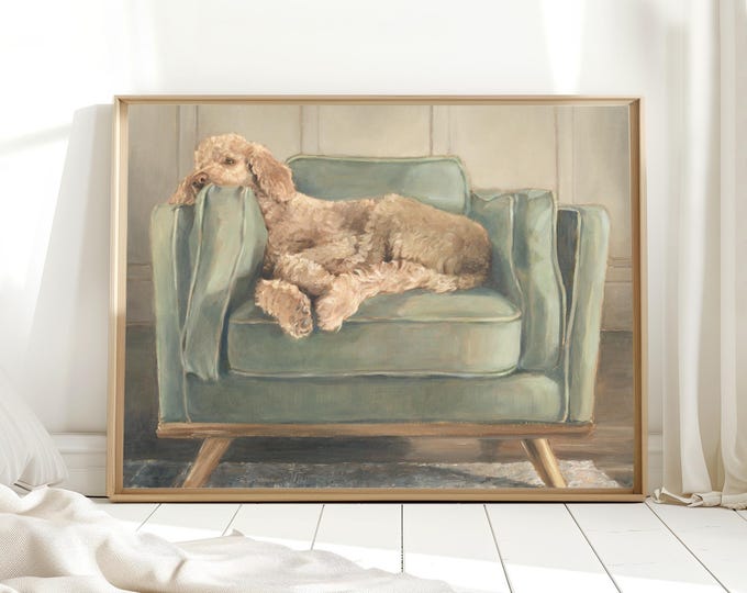 Golden Doodle Retriever Art Print by Ethan Harper. Goldendoodle Painting Wall Decor.
